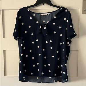 LC Lauren Conrad Navy Polka Dot Blouse